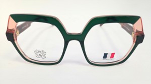 Okulary damskie z nakładką przeciwsłoneczną Saint Cliq Telence 2605 - czarno-brzoskwiniowe okulary o wyrazistej formie 