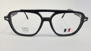 Saint Cliq Grande Synthe - czarne okulary męskie typu aviator z nakładką przeciwsłoneczną 