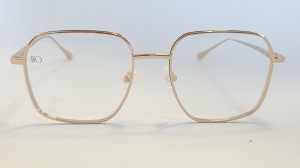 Oprawy damskie Benita – złote damskie okulary metalowe oversize