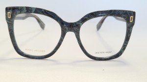 Marc Jacobs MJ1142 - damskie okulary korekcyjne oversize w zielonym marmurkowym wzorze 