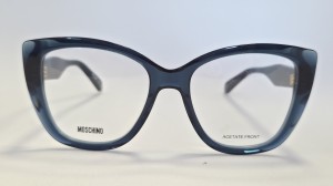 Okulary damskie Moschino MOS665 - transparentne granatowe kocie oko 